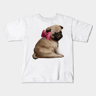 cute pug with bow Kids T-Shirt